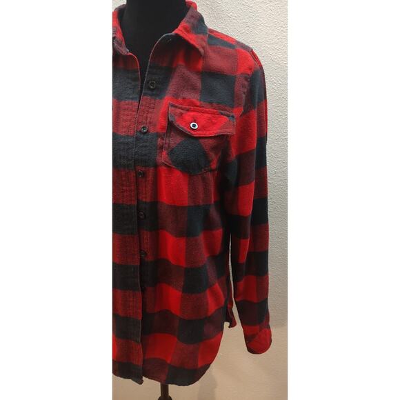 Georgia Bulldogs Women's Small Black Red Plaid Flannel Button Down B5 - Picture 2 of 7